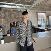 Hearujoy Korean Streetwear Fashion Spring Shoulder Pad Solid Color Pleat Casual Loose Male Top Turn-down Collar Button Dress Shirts